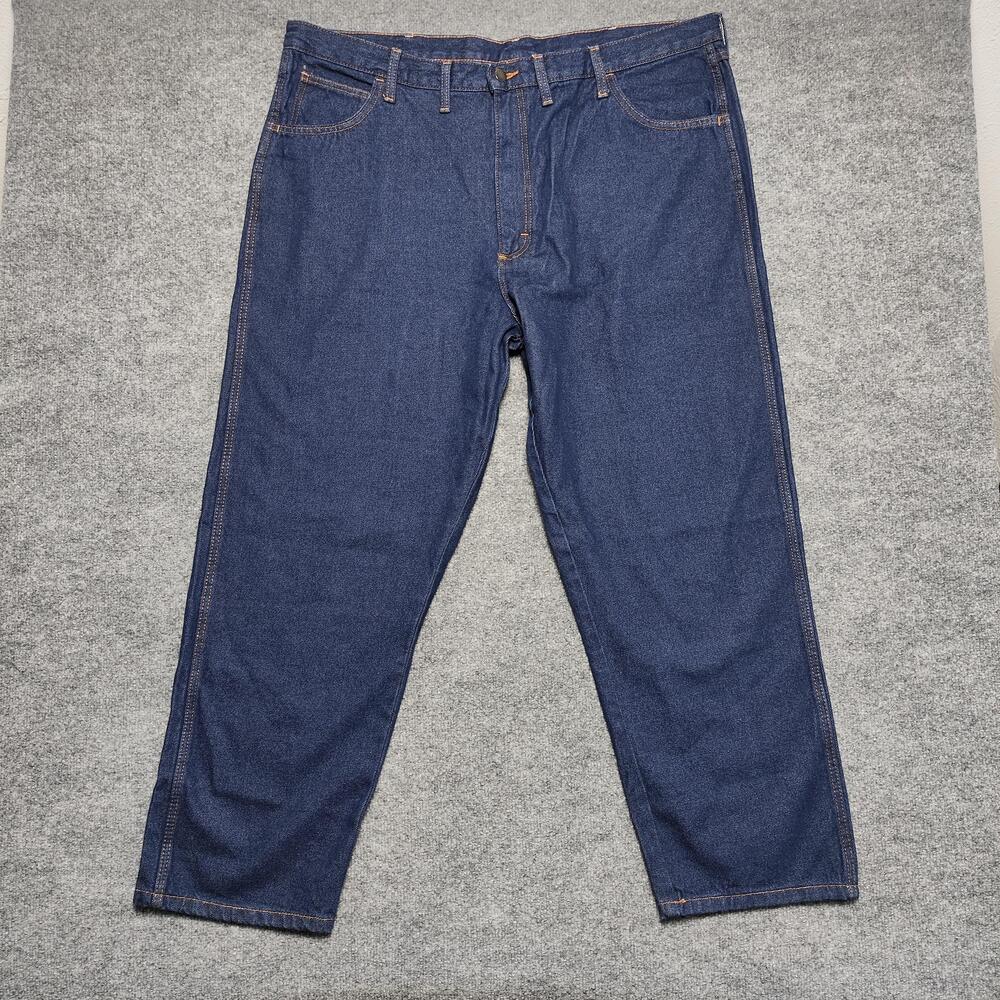 Rustler Jeans Mens 44x29 Blue Dark Wash Regular Straight Denim Pants Casual